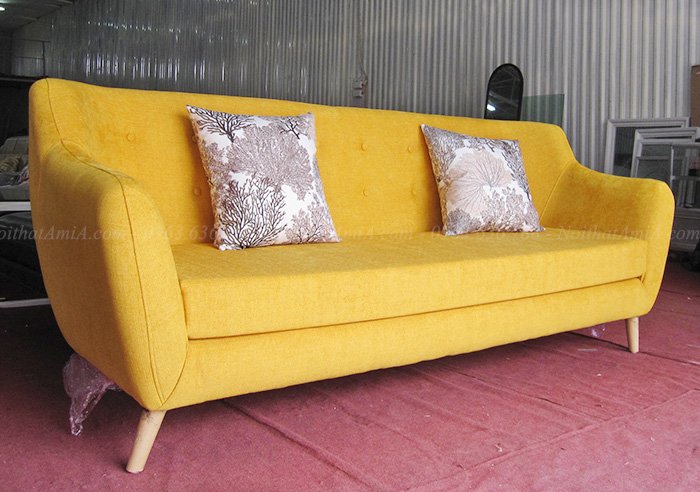 Hình ảnh Ghế sofa văng nỉ đẹp thiết kế rút khuy hiện đại tại Tổng kho Nội thất AmiA