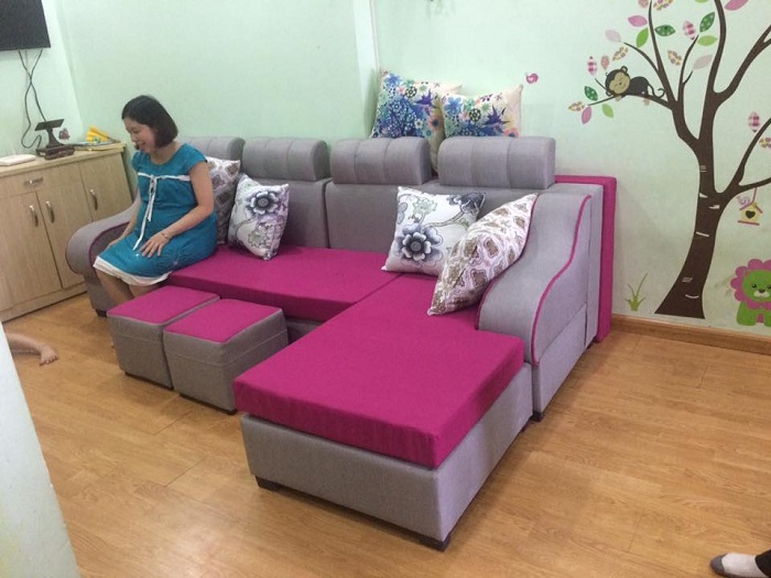 Hình ảnh cho mẫu ghế sofa nỉ góc chữ L đặt làm theo yêu cầu tại Nội thất AmiA