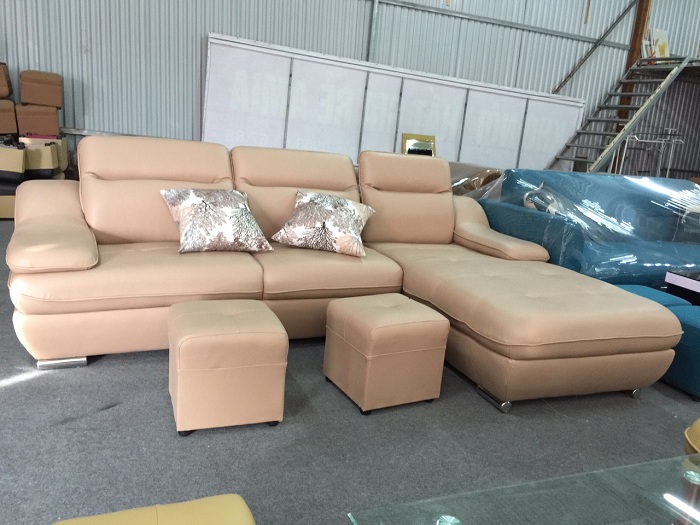 Hình ảnh mẫu ghế sofa da góc chữ L AmiA SFD097 rất được yêu thích và ưa chuộng