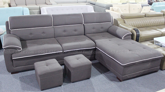 Hình ảnh ghế sofa da đẹp chụp thực tế tại Tổng kho Nội thất AmiA