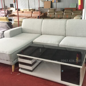 Hình ảnh ghế sofa nỉ đẹp kết hợp bàn trà kính đẹp