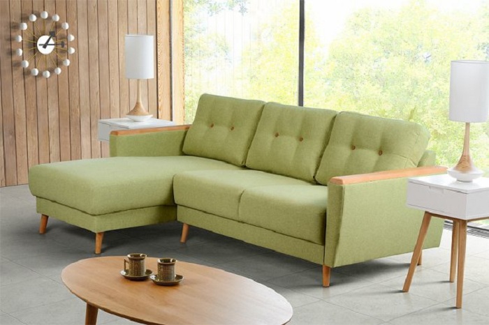 Hình ảnh mẫu ghế sofa góc chữ L khi được bài trí trong phòng khách nhỏ gia đình