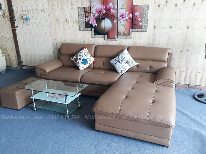 Hình ảnh Mẫu ghế sofa da chữ L đẹp tại Tổng kho AmiA