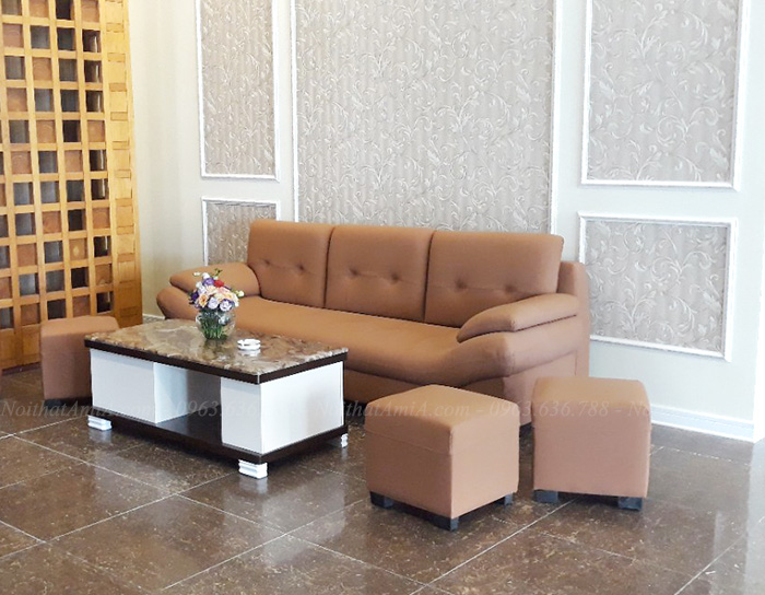 Hình ảnh Mẫu ghế sofa đẹp văng da bài trí trong không gian đẹp