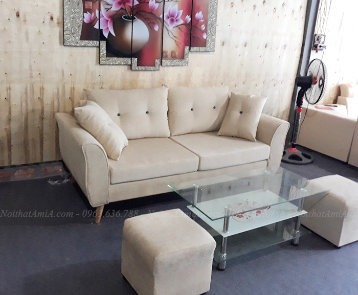 Hình ảnh Mẫu ghế sofa nhỏ giá rẻ thiết kế dạng văng nỉ 2 chỗ hiện đại