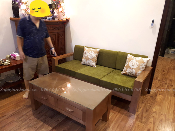 Hình ảnh Mẫu ghế sofa nhỏ mini đẹp Hà Nội dạng văng gỗ kích thước nhỏ cho nhà nhỏ, phòng khách nhỏ