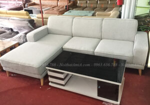 Hình ảnh Mẫu ghế sofa nỉ chữ L đẹp hiện đại giá rẻ tại Hà Nội