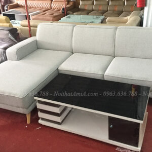 Hình ảnh Mẫu ghế sofa nỉ chữ L đẹp hiện đại giá rẻ tại Hà Nội