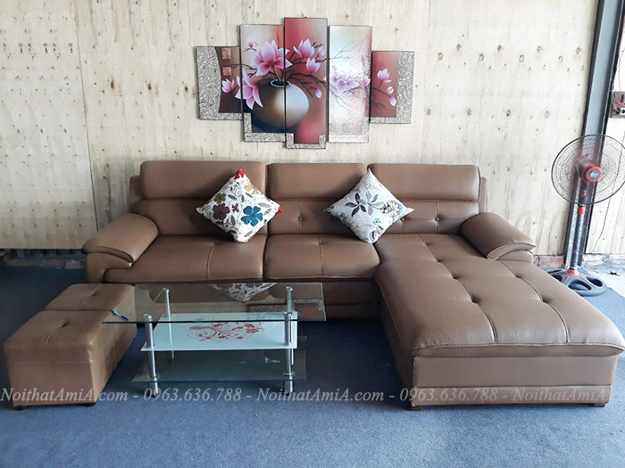 Hình ảnh Mẫu sofa da chữ L đẹp cho không gian căn phòng khách đẹp gia đình