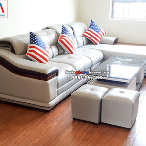 Hình ảnh Mẫu sofa da đẹp chữ L kê phòng khách đẹp gia đình