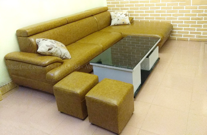 Hình ảnh Mẫu sofa da đẹp bài trí trong căn phòng khách gia đình