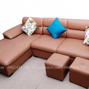 Hình ảnh Ghế sofa da góc chữ L đẹp chụp thực tế tại Tổng kho Nội thất AmiA