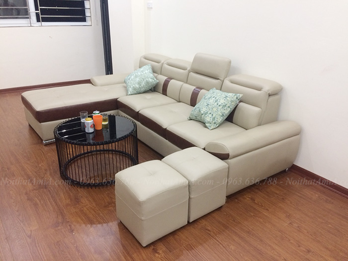 Hình ảnh Ghế sofa đẹp da góc chữ L hiện đại và sang trọng