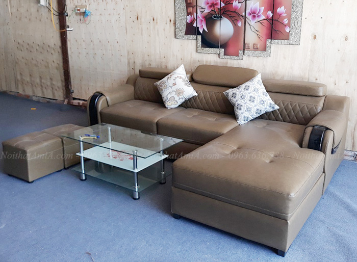 Hình ảnh Mẫu sofa đẹp da chữ L đang được bán và trưng bày tại Tổng kho Nội thất AmiA