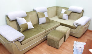 Hình ảnh Mẫu sofa góc nỉ đẹp chụp tại phòng khách nhà khách hàng