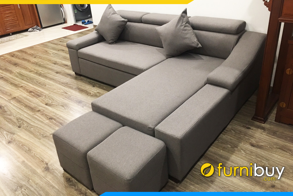 Ghế sofa nỉ giá rẻ dạng góc chữ L màu ghi xám