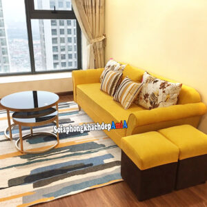 Hình ảnh Mẫu sofa nỉ đẹp hiện đại phòng khách chung cư nhỏ xinh xắn