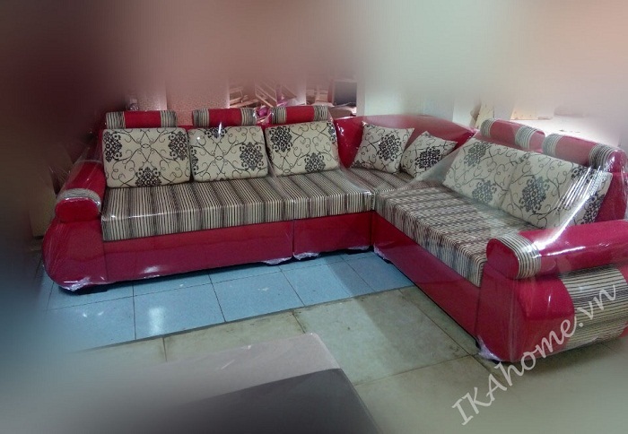 Mẫu sofa nỉ màu đỏ đun