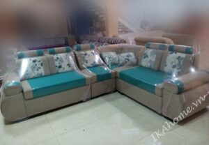 Mẫu sofa nỉ màu xanh dương phong cách hiện đại