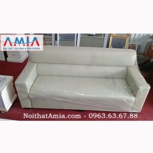 Hình ảnh cho mẫu sofa văng da màu trắng sữa đẹp hoàn hảo trong không gian phòng khách hiện đại