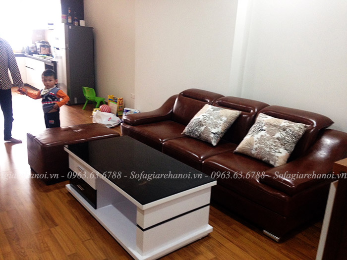 Hình ảnh ghế sofa văng đẹp cho nhà chung cư với chất liệu da hiện đại