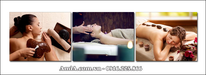 Hình ảnh Mẫu tranh spa đẹp kết hợp cùng bàn ghế sofa spa