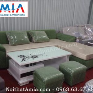 Hình ảnh cho màn sofa, bàn trà gỗ mặt kính trắng kết hợp ghế sofa nỉ đẹp hiện đại