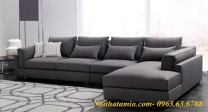 Hình ảnh cho mẫu ghế sofa nỉ góc chữ L đẹp hiện đại với gam màu ghi đậm