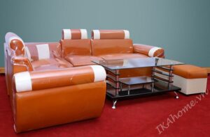 bộ sofa góc giá rẻ cho phòng khách màu cam