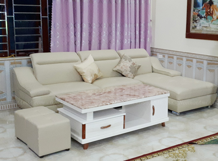 Hình ảnh Sofa chữ L đẹp hiện đại bài trí trong phòng khách gia đình