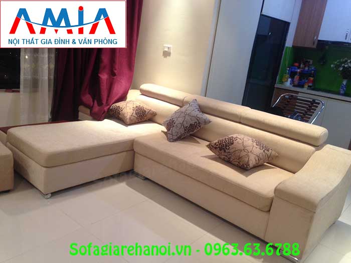 Hình ảnh sofa nỉ góc chữ L đẹp kết hợp gối ôm trang trí