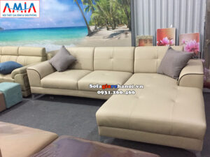 Hình ảnh Ghế sofa da chữ L cho phòng khách đẹp hiện đại thiết kế 3 chỗ tiện lợi