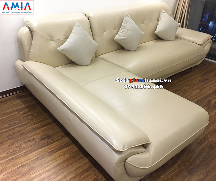 Hình ảnh ghế sofa da chữ L đẹp giá rẻ phòng khách chung cư hiện đại