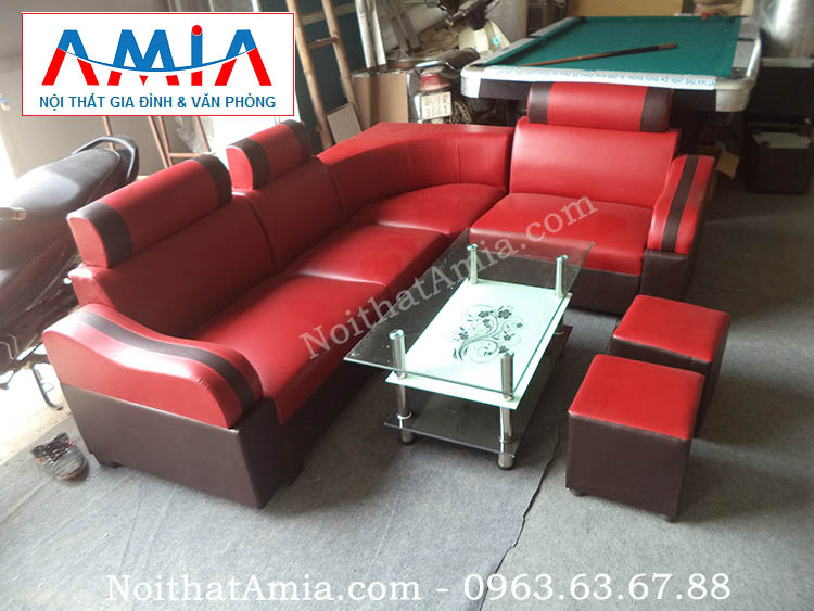 Hình ảnh cho bộ sofa da giá rẻ màu đỏ hợp cho căn phòng trung bình nhỏ