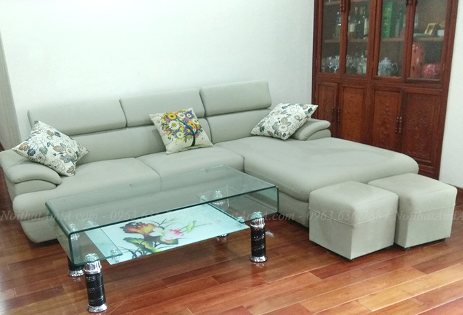 Hình ảnh Sofa da góc chữ L đẹp, mẫu ghế sofa da đẹp cho phòng khách gia đình Việt