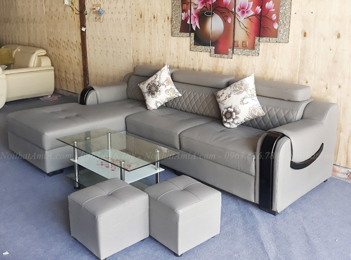 Hình ảnh Ghế sofa da góc chữ L đẹp chụp tại AmiA Hà Nội