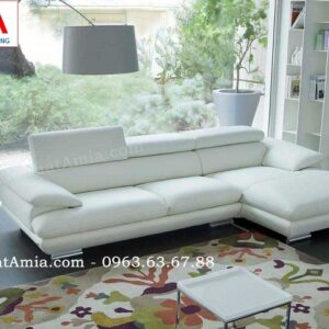 Hình ảnh cho mẫu ghế sofa da góc chữ L đẹp hiện đại với gam màu trắng tinh khôi