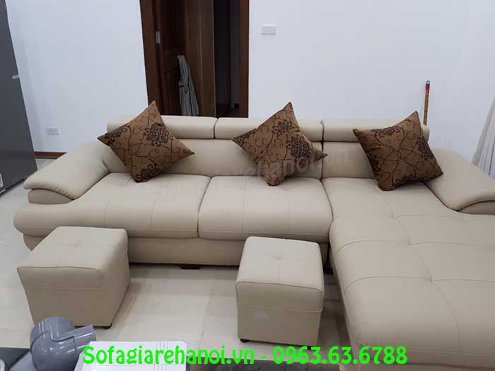 Hình ảnh mẫu ghế sofa da góc chữ L với thiết kế 3 chỗ ngồi