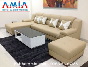 Hình ảnh cho bộ sofa da góc chữ L 4 chỗ ngồi đẹp hiện đại AmiA SFD108