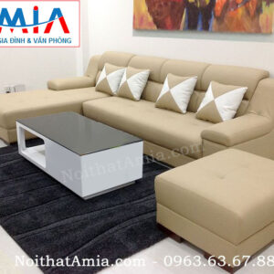 Hình ảnh cho bộ sofa da góc chữ L 4 chỗ ngồi đẹp hiện đại AmiA SFD108