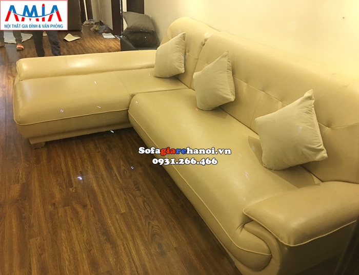 Hình ảnh sofa da góc chữ L giá rẻ cho chung cư thiết kế hiện đại, sang trọng