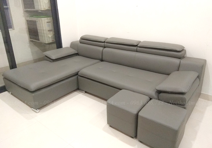 Hình ảnh Mẫu sofa da góc đẹp thiết kế dạng chữ L 3 chỗ