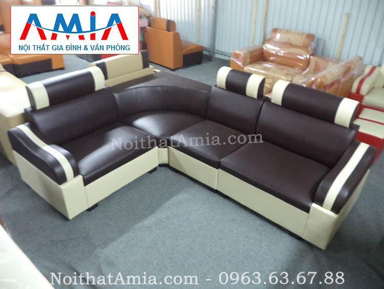 Hình ảnh cho bộ sofa da góc giá rẻ màu đen hợp phòng khách chung cư