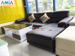 Hình ảnh Sofa da góc giá rẻ phòng khách hiện đại tại Hà Nội