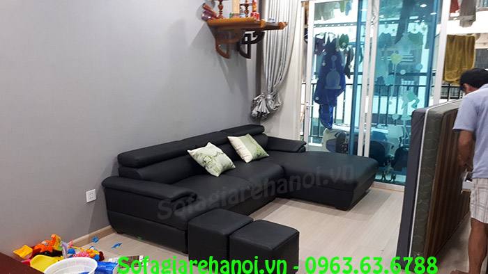 Hình ảnh sofa da màu đen cho nhà chung cư, phòng khách căn hộ ch