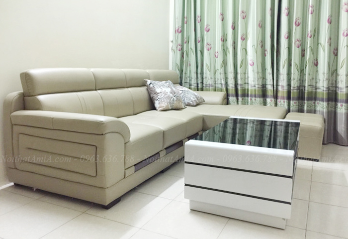 Hình ảnh Ghế sofa đẹp da chữ l cho căn phòng khách đẹp gia đình