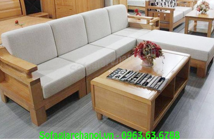 Hình ảnh ghế sofa chữ L gỗ đẹp hiện đại với thiết kế đơn giản