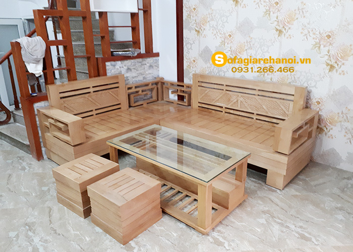 Hình ảnh Sofa gỗ chữ L đẹp thiết kế dạng góc hiện đại và thời thượng