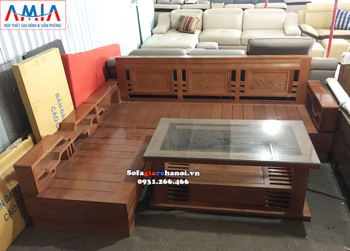 Hình ảnh Mẫu sofa gỗ đẹp hiện đại hình chữ L tiện lợi và tiện dụng