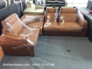 Hình ảnh cho bộ ghế sofa góc da giá rẻ đẹp hiện đại AmiA SF120